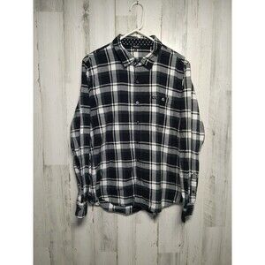 LRG Lifted Research Group Shirt Mens Medium Plaid Flannel Long Sleeve Button Up